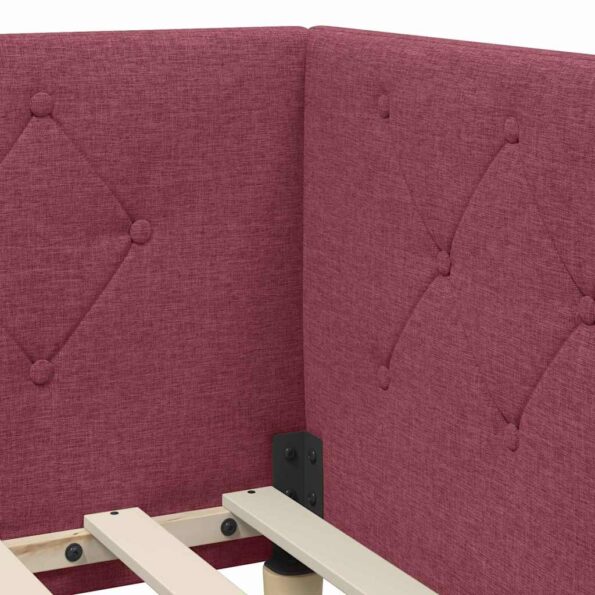 vidaXL Rohový rám postele Víno červené 90 x 190 cm látka – Obrázok 8