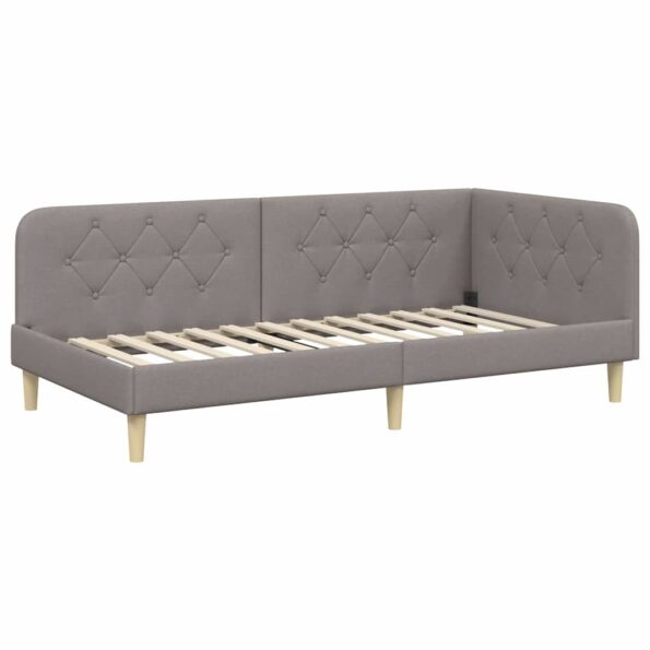 vidaXL Rohový rám postele Sivohnedá 90 x 190 cm látka – Obrázok 2