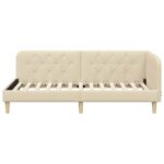 vidaXL Rohový rám postele Krémová 90 x 190 cm látka – Obrázok 5
