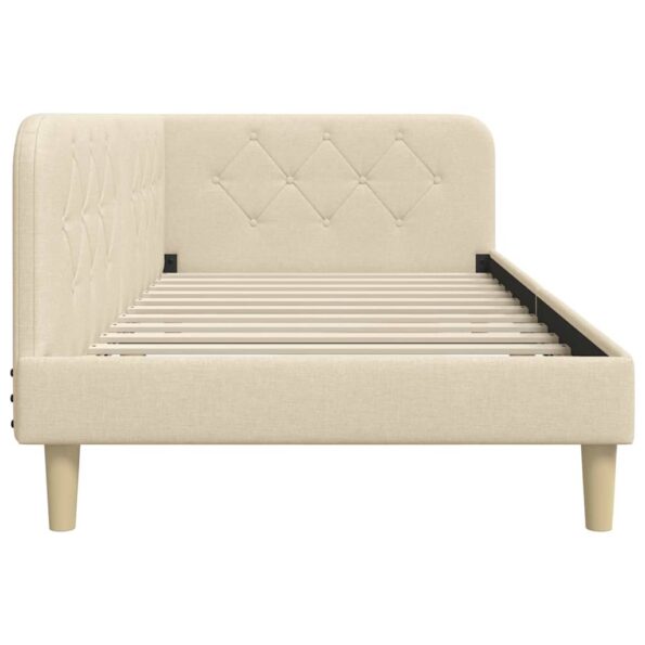 vidaXL Rohový rám postele Krémová 90 x 190 cm látka – Obrázok 6