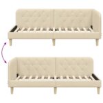 vidaXL Rohový rám postele Krémová 90 x 190 cm látka – Obrázok 9