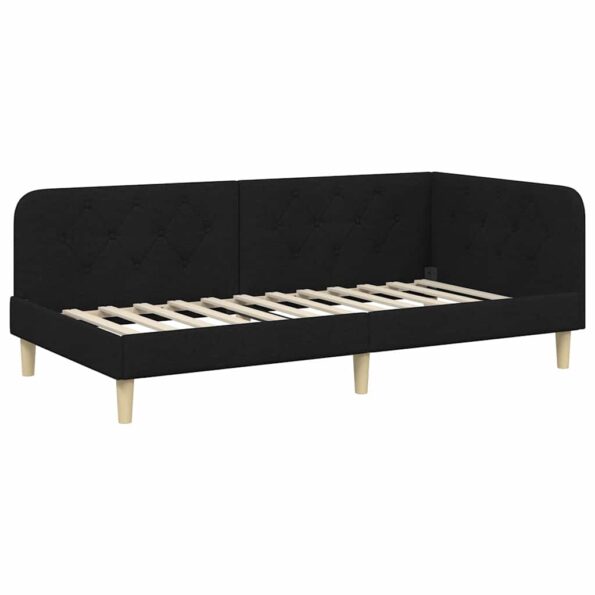 vidaXL Rohový rám postele Čierny 90 x 200 cm látka – Obrázok 2