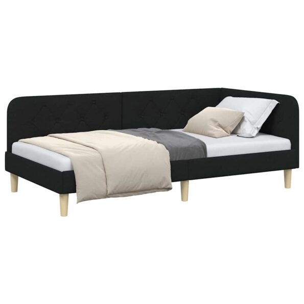 vidaXL Rohový rám postele Čierny 90 x 200 cm látka – Obrázok 3
