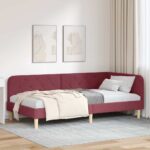 vidaXL Rohový rám postele Víno červené 90 x 200 cm látka