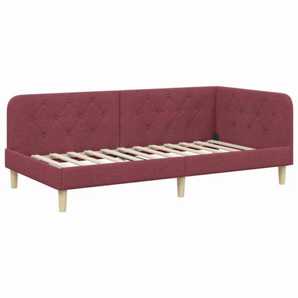 vidaXL Rohový rám postele Víno červené 90 x 200 cm látka – Obrázok 2