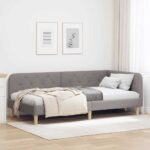 vidaXL Rohový rám postele Sivohnedá 90 x 200 cm látka