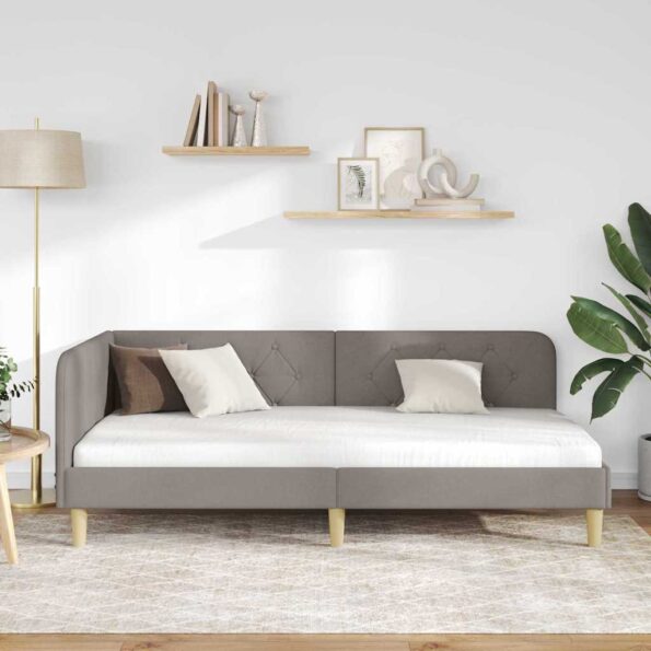 vidaXL Rohový rám postele Sivohnedá 90 x 200 cm látka – Obrázok 4