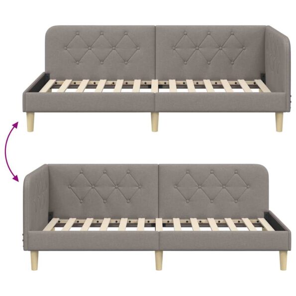 vidaXL Rohový rám postele Sivohnedá 90 x 200 cm látka – Obrázok 9