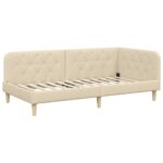 vidaXL Rohový rám postele Krémová 90 x 200 cm látka – Obrázok 2