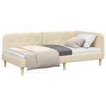 vidaXL Rohový rám postele Krémová 90 x 200 cm látka – Obrázok 3