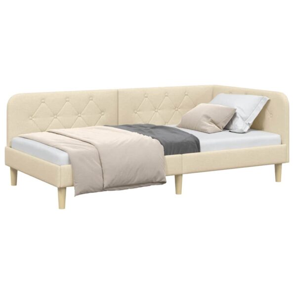 vidaXL Rohový rám postele Krémová 90 x 200 cm látka – Obrázok 3