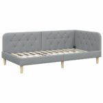 vidaXL Rohový rám postele Svetlosivá 100 x 200 cm látka – Obrázok 2