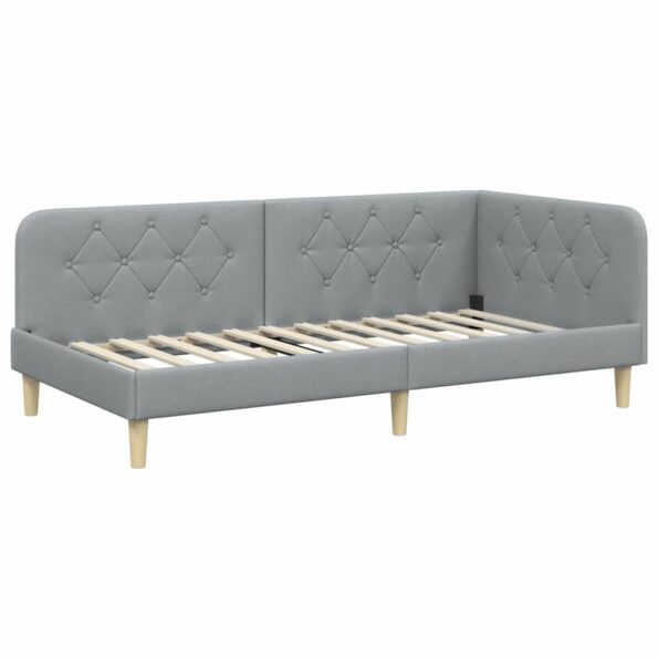 vidaXL Rohový rám postele Svetlosivá 100 x 200 cm látka – Obrázok 2