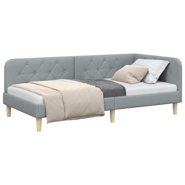 vidaXL Rohový rám postele Svetlosivá 100 x 200 cm látka – Obrázok 3
