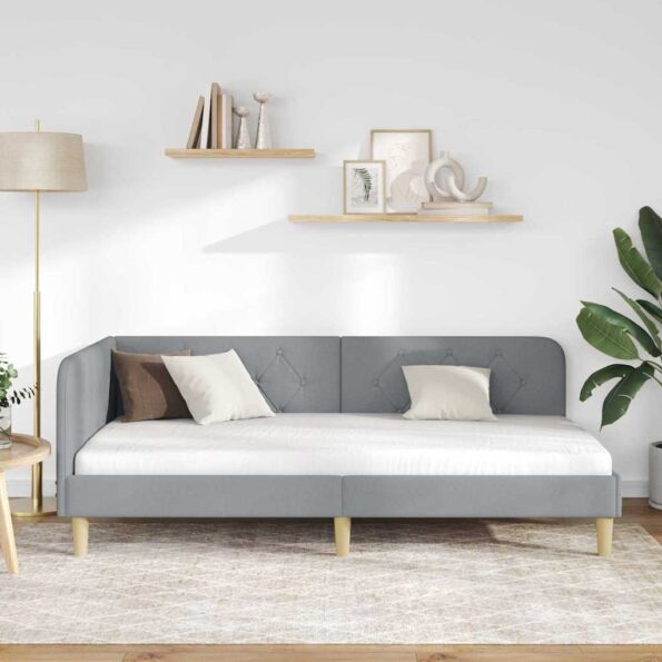 vidaXL Rohový rám postele Svetlosivá 100 x 200 cm látka – Obrázok 4