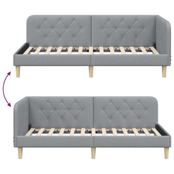 vidaXL Rohový rám postele Svetlosivá 100 x 200 cm látka – Obrázok 9