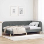 vidaXL Rohový rám postele Tmavo šedá 100 x 200 cm látka