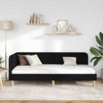 vidaXL Rohový rám postele s čelnou doskou Čierna 100 x 200 cm látka – Obrázok 4