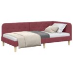 vidaXL Rohový rám postele Víno červené 100 x 200 cm látka – Obrázok 3
