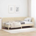 vidaXL Rohový rám postele Krémová 100 x 200 cm látka