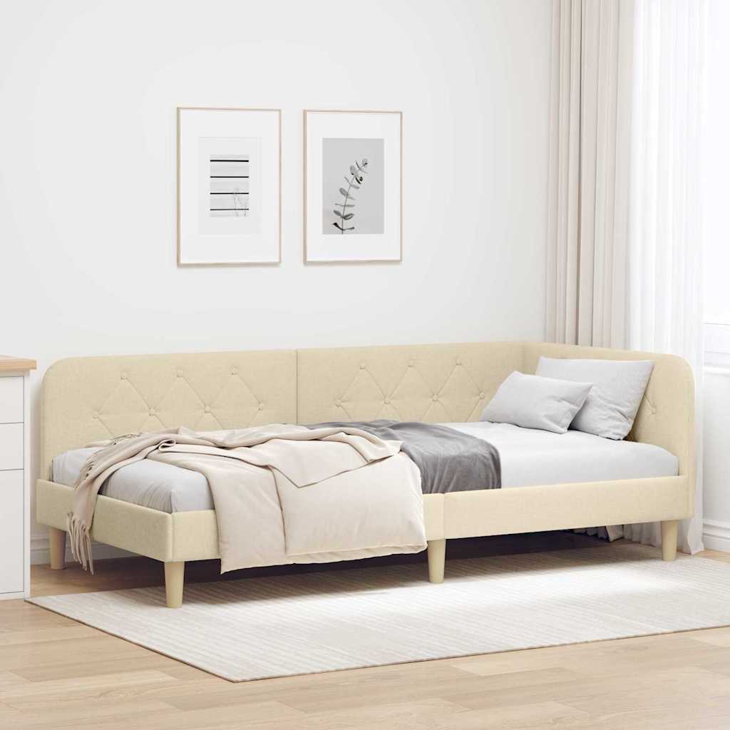 42016583_1.jpg vidaXL Rohový rám postele Krémová 100 x 200 cm látka – Obrázok 1