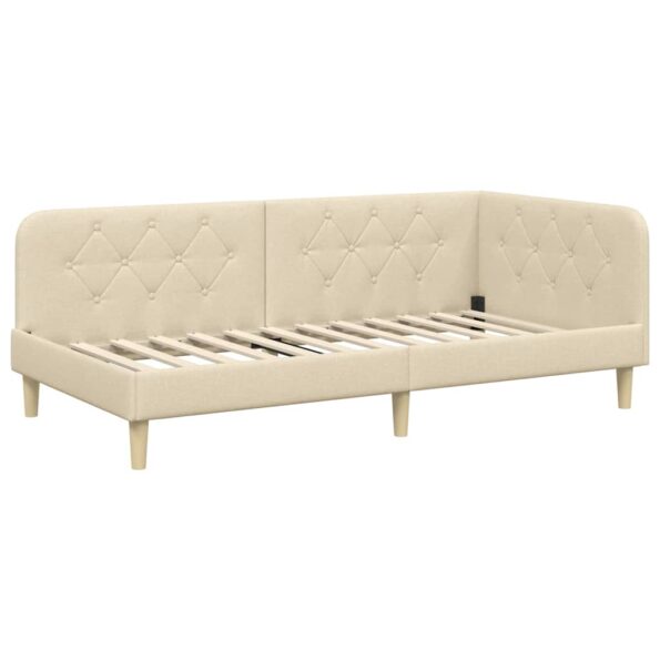 vidaXL Rohový rám postele Krémová 100 x 200 cm látka – Obrázok 2