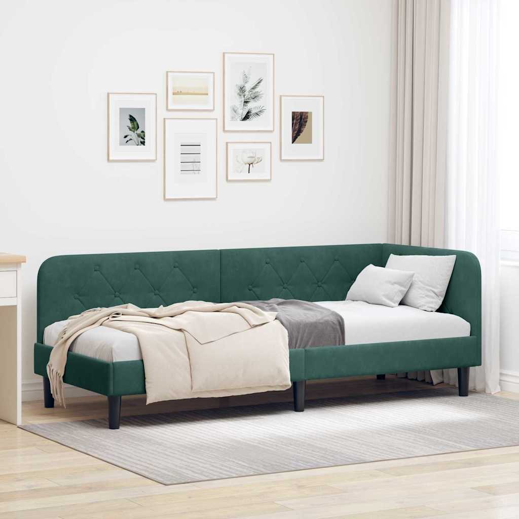 42016588_1.jpg vidaXL Rohový rám postele Tmavozelená 80 x 200 cm Zamat – Obrázok 1