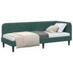 vidaXL Rohový rám postele Tmavozelená 80 x 200 cm Zamat – Obrázok 3