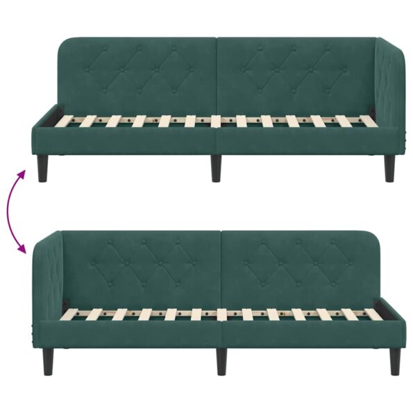 vidaXL Rohový rám postele Tmavozelená 80 x 200 cm Zamat – Obrázok 9