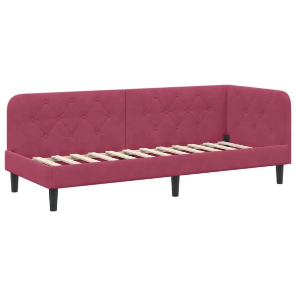 vidaXL Rohový rám postele Víno červené 80 x 200 cm Zamat – Obrázok 2
