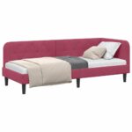 vidaXL Rohový rám postele Víno červené 80 x 200 cm Zamat – Obrázok 3