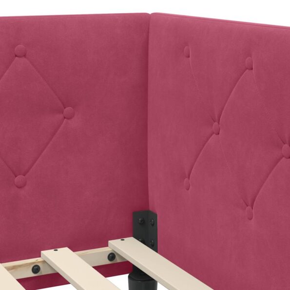 vidaXL Rohový rám postele Víno červené 80 x 200 cm Zamat – Obrázok 8