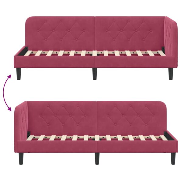 vidaXL Rohový rám postele Víno červené 80 x 200 cm Zamat – Obrázok 9