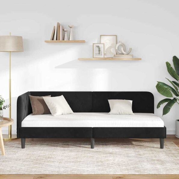 vidaXL Rohový rám postele Čierny 80 x 200 cm Zamat – Obrázok 4