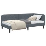 vidaXL Rohový rám postele Tmavo šedá 90 x 190 cm Zamat – Obrázok 3