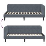vidaXL Rohový rám postele Tmavo šedá 90 x 190 cm Zamat – Obrázok 9