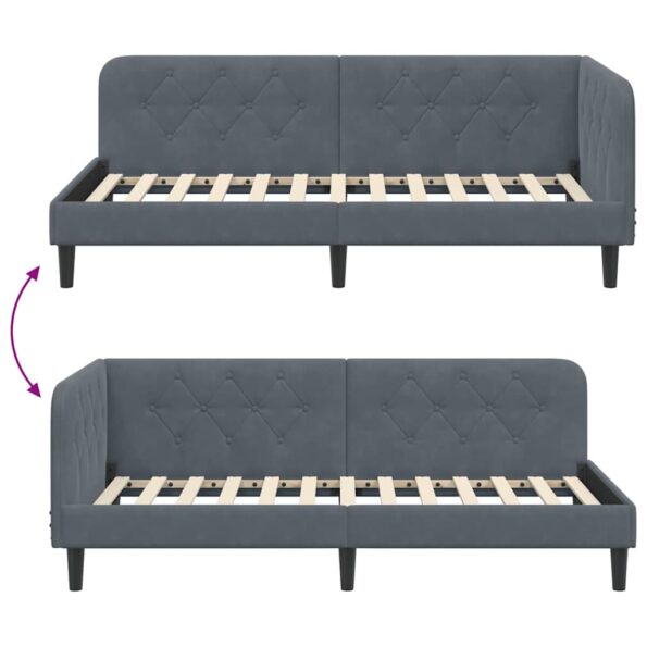 vidaXL Rohový rám postele Tmavo šedá 90 x 190 cm Zamat – Obrázok 9