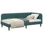 vidaXL Rohový rám postele Tmavozelená 90 x 190 cm Zamat – Obrázok 3