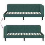 vidaXL Rohový rám postele Tmavozelená 90 x 190 cm Zamat – Obrázok 9