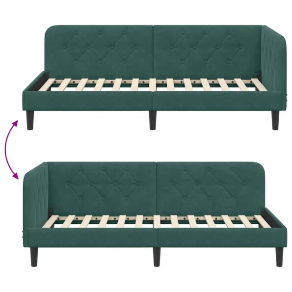 vidaXL Rohový rám postele Tmavozelená 90 x 190 cm Zamat – Obrázok 9