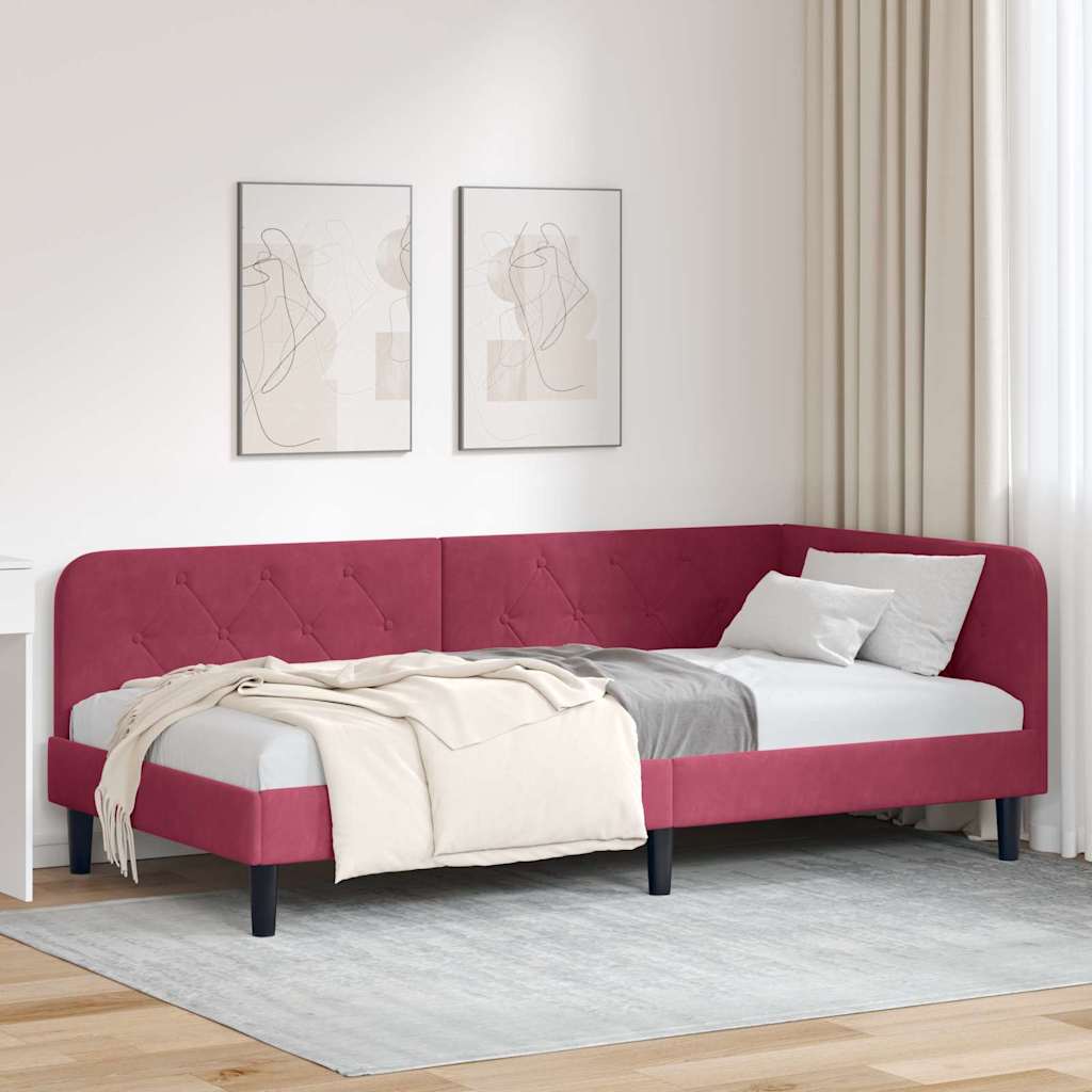 42016600_1.jpg vidaXL Rohový rám postele Víno červené 90 x 190 cm Zamat – Obrázok 1