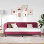 vidaXL Rohový rám postele Víno červené 90 x 190 cm Zamat – Obrázok 4