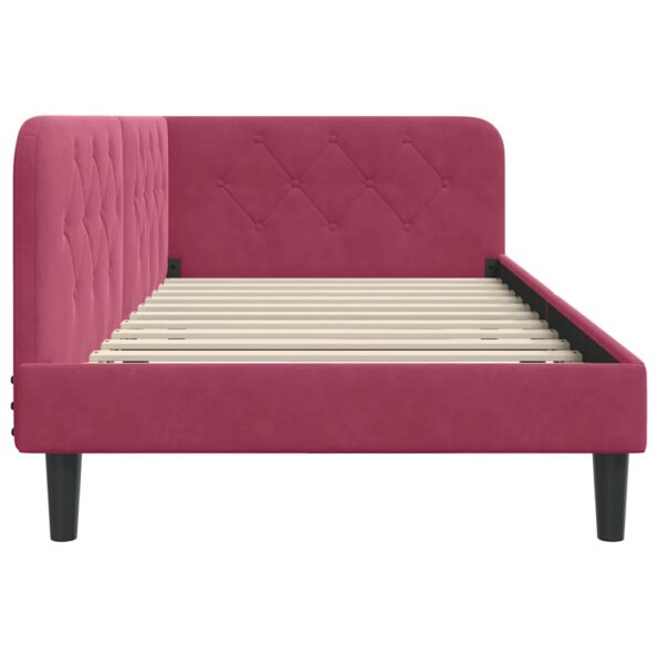 vidaXL Rohový rám postele Víno červené 90 x 190 cm Zamat – Obrázok 6