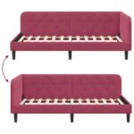 vidaXL Rohový rám postele Víno červené 90 x 190 cm Zamat – Obrázok 9