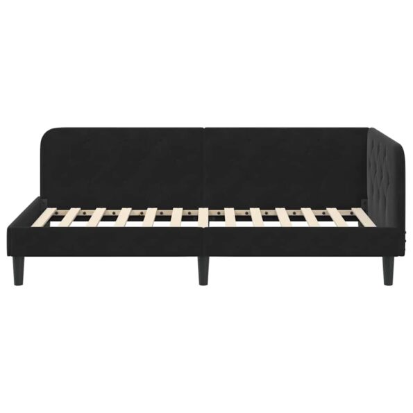 vidaXL Rohový rám postele Čierny 90 x 190 cm Zamat – Obrázok 5