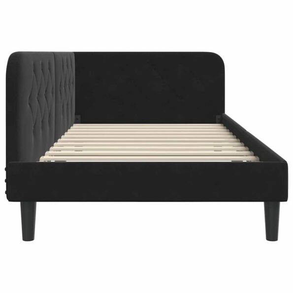 vidaXL Rohový rám postele Čierny 90 x 190 cm Zamat – Obrázok 6