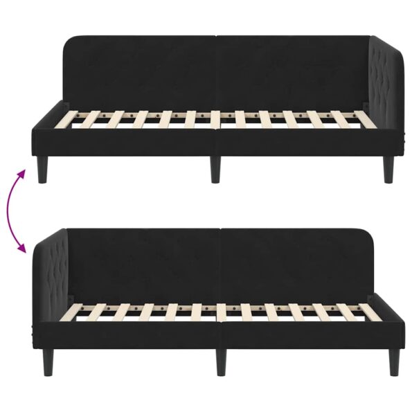 vidaXL Rohový rám postele Čierny 90 x 190 cm Zamat – Obrázok 9