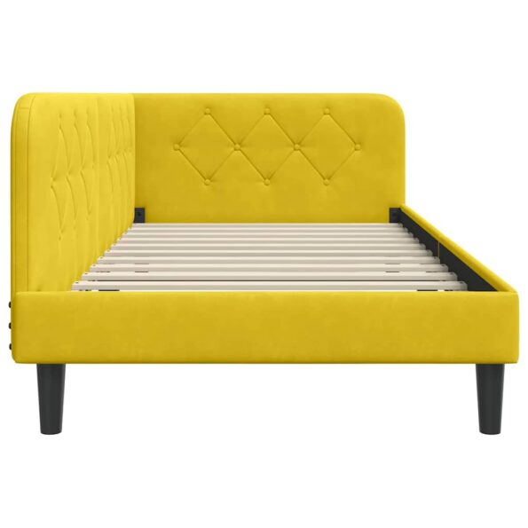 vidaXL Rohový rám postele Žltá 90 x 190 cm Zamat – Obrázok 6
