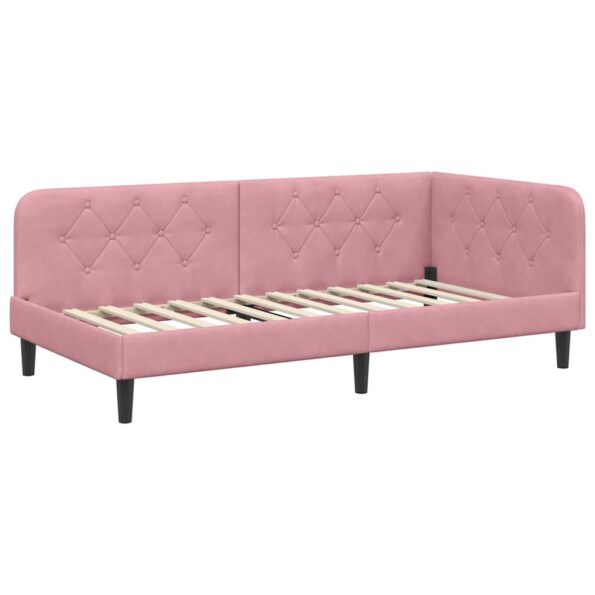 vidaXL Rohový rám postele Ružová 90 x 200 cm Zamat – Obrázok 2
