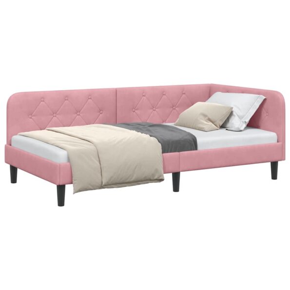 vidaXL Rohový rám postele Ružová 90 x 200 cm Zamat – Obrázok 3